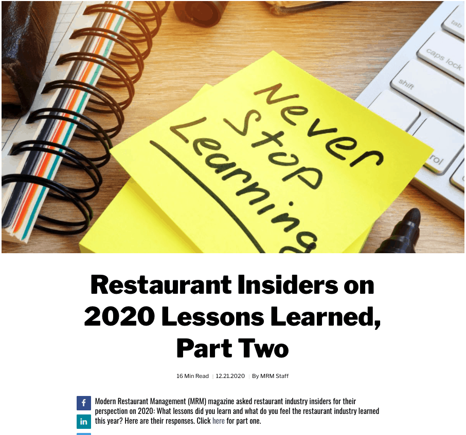 MSR: Restaurant Insiders on 2020 Lessons Learned, Part Two
