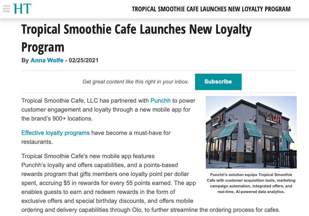 HT: Tropical Smoothie Cafe Launches New Loyalty Program