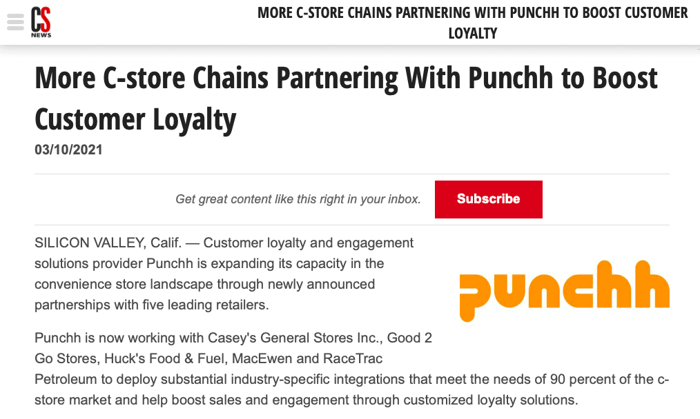 CSN: More C-store Chains Partnering With Punchh to Boost Customer Loyalty