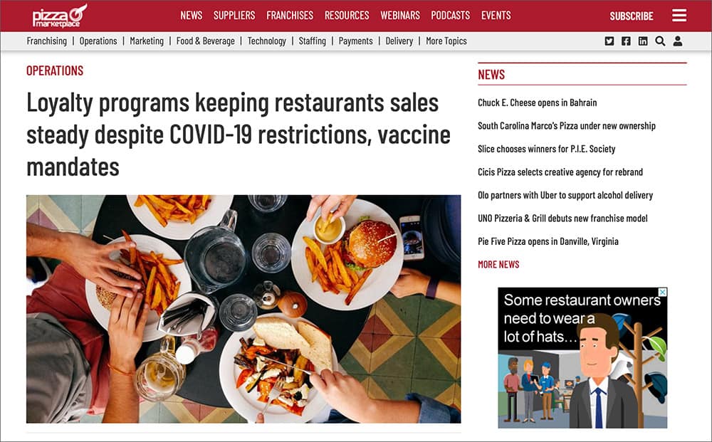 Pizza Marketplace: Loyalty programs keeping restaurants sales steady despite COVID-19 restrictions, vaccine mandates