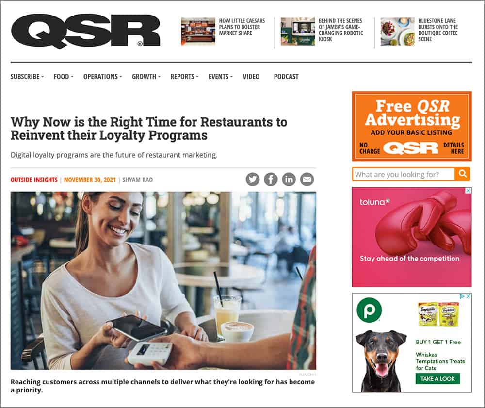QSR: Why Now is the Right Time for Restaurants to Reinvent their Loyalty Programs