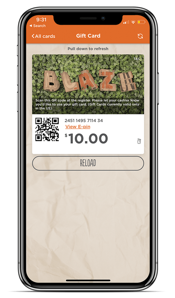 Blaze Pizza Gift Card