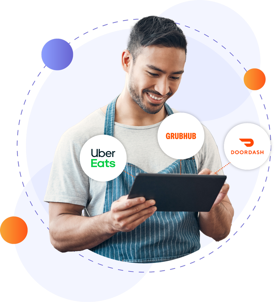 Restaurant Staff looking at integrations on tablet